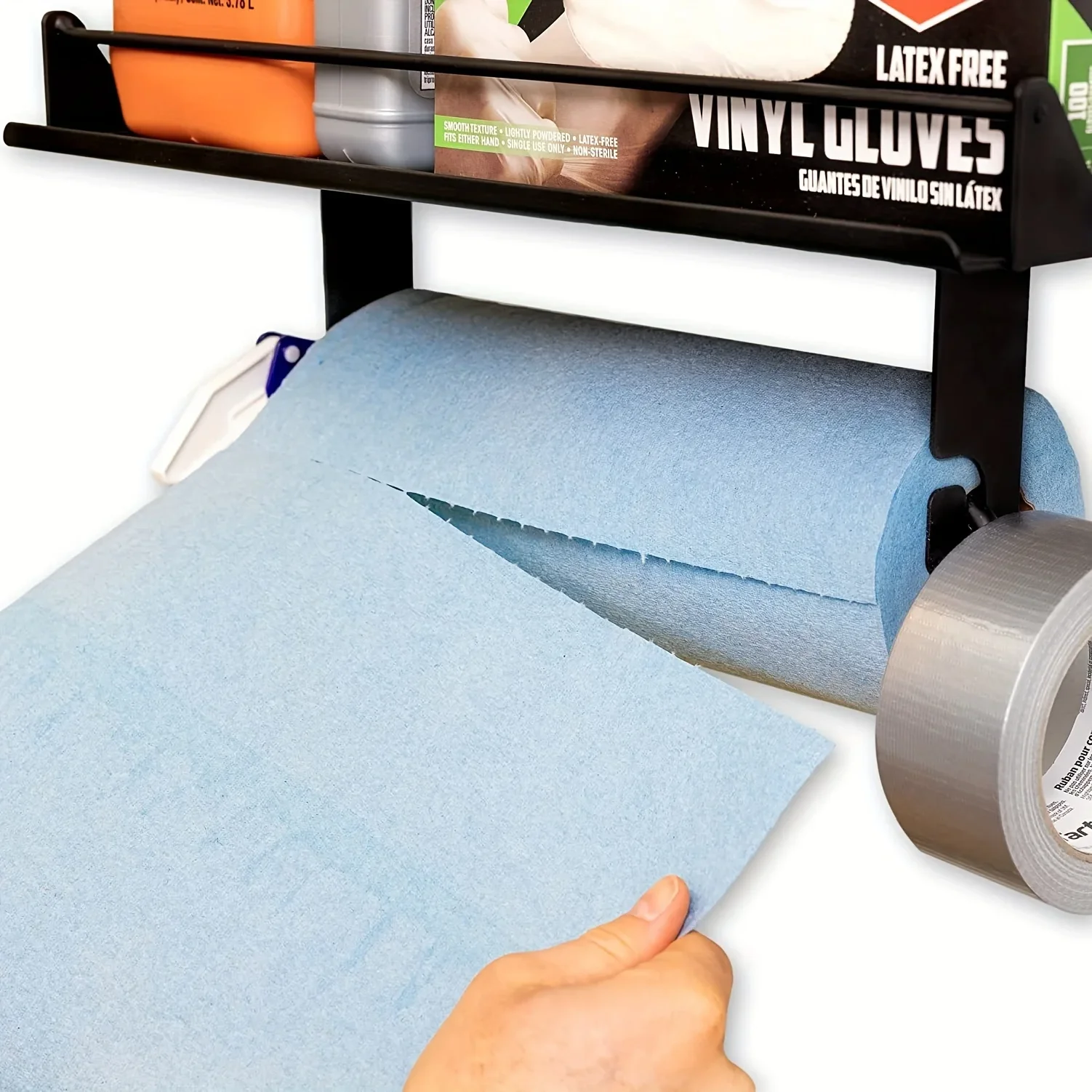 Garage Paper Towel Holder, Wall Mount Shelf, One-Hand Tear, Garage Organization and Storage Rack Holds 50 lbs thumbnail 3