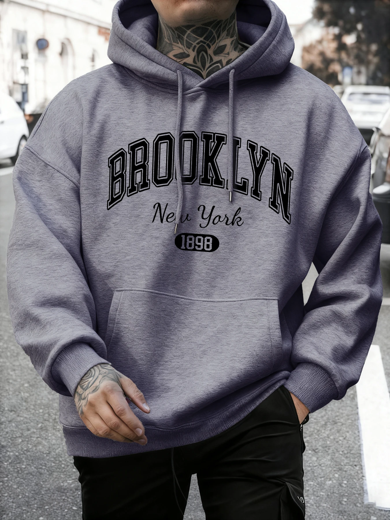 Brooklyn New York Printed Mans Sweatshirt Autumn Loose Hoodies Multicolor Vintage Pullovers Unisex Casual All-Match Clothing