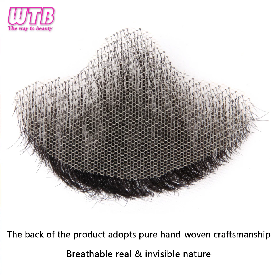 Synthetic Fake Beard Realistic Mustache Black Goatee Costume Facial Hair Invisible Lace False Beard for Halloween Cosplay Partie thumbnail 3