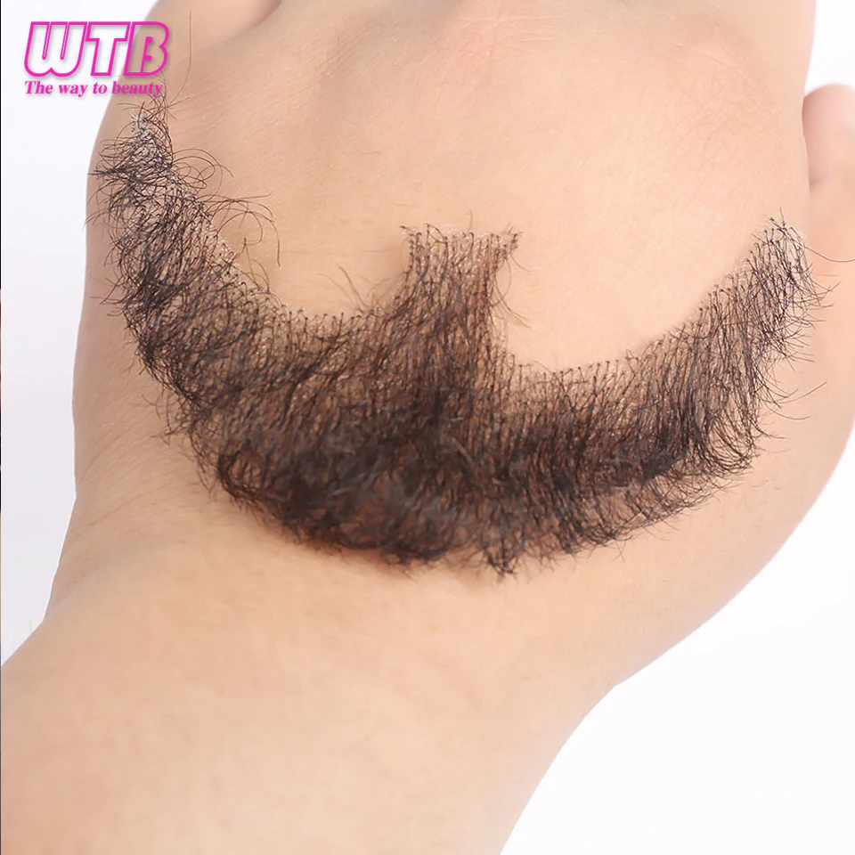 Synthetic Fake Beard Realistic Mustache Black Goatee Costume Facial Hair Invisible Lace False Beard for Halloween Cosplay Partie thumbnail 5