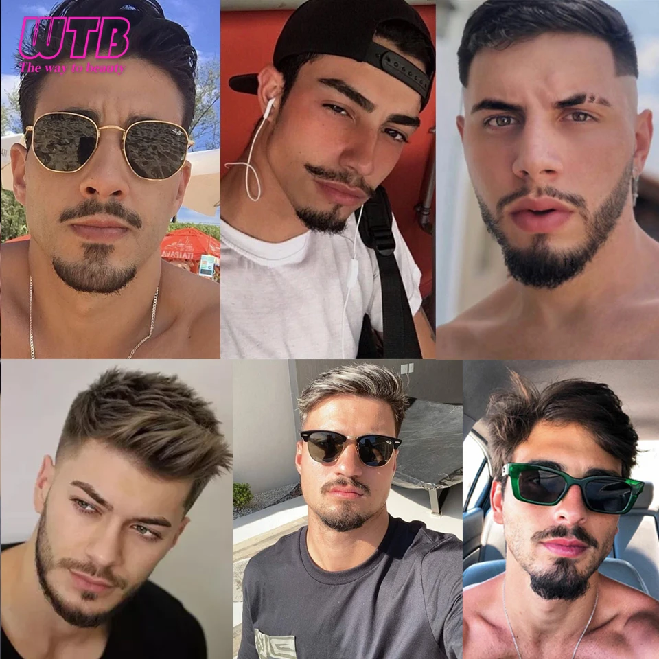 Synthetic Fake Beard Realistic Mustache Black Goatee Costume Facial Hair Invisible Lace False Beard for Halloween Cosplay Partie thumbnail 4