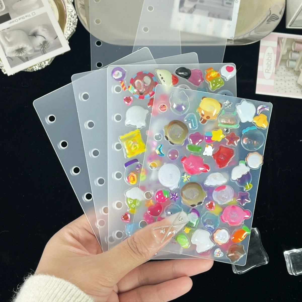 5/10/15Pcs/Bag A5/A6/A7/M5 Loose-Leaf Dividers, Translucent Frosted Dividers, Irregular Anti-Jamming Dividers, 3D Embossed Bubble Sticker Book, Sticker Book, Binder Dividers, Thickened Pp Material Loose-Leaf Dividers, Loose-Leaf Notebook Refill, Portable Sticker Book, Suitable for Sticker Storage, DIY Planner, Notebook, Scrapbook, Travel/Saving Planner, Student thumbnail 3