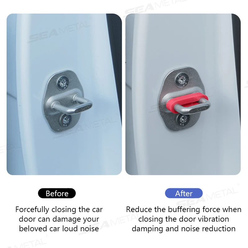 SEAMETAL 4pcs Universal Car Door Lock Damper Buffer Sillcone Deadener Seal Shock Absorber Noise Insulation for Car Accessories thumbnail 2