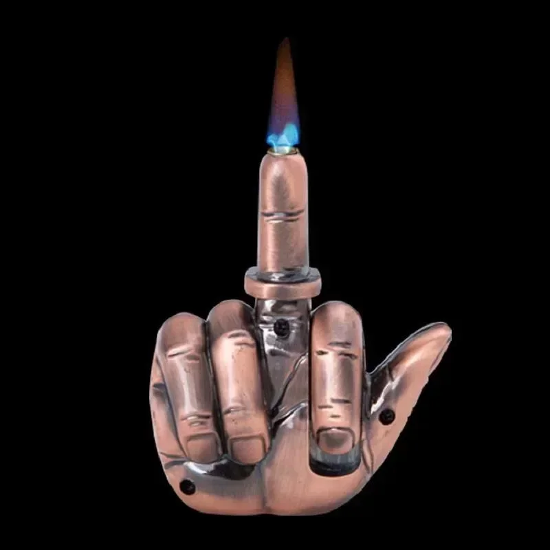 Jet Flame Torch Middle Finger Lighter Inflatable Gas Butane Compact Metal Windproof Lighter with Sound Smoking Gadgets for Men