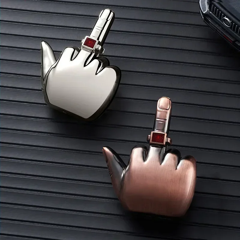 Jet Flame Torch Middle Finger Lighter Inflatable Gas Butane Compact Metal Windproof Lighter with Sound Smoking Gadgets for Men thumbnail 4
