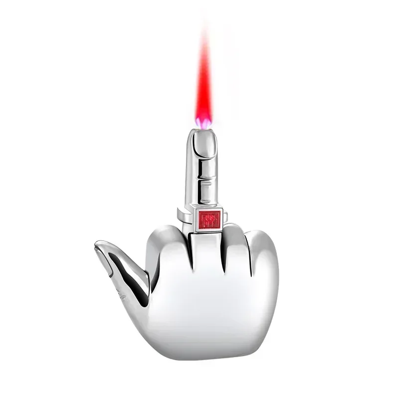 Jet Flame Torch Middle Finger Lighter Inflatable Gas Butane Compact Metal Windproof Lighter with Sound Smoking Gadgets for Men thumbnail 6