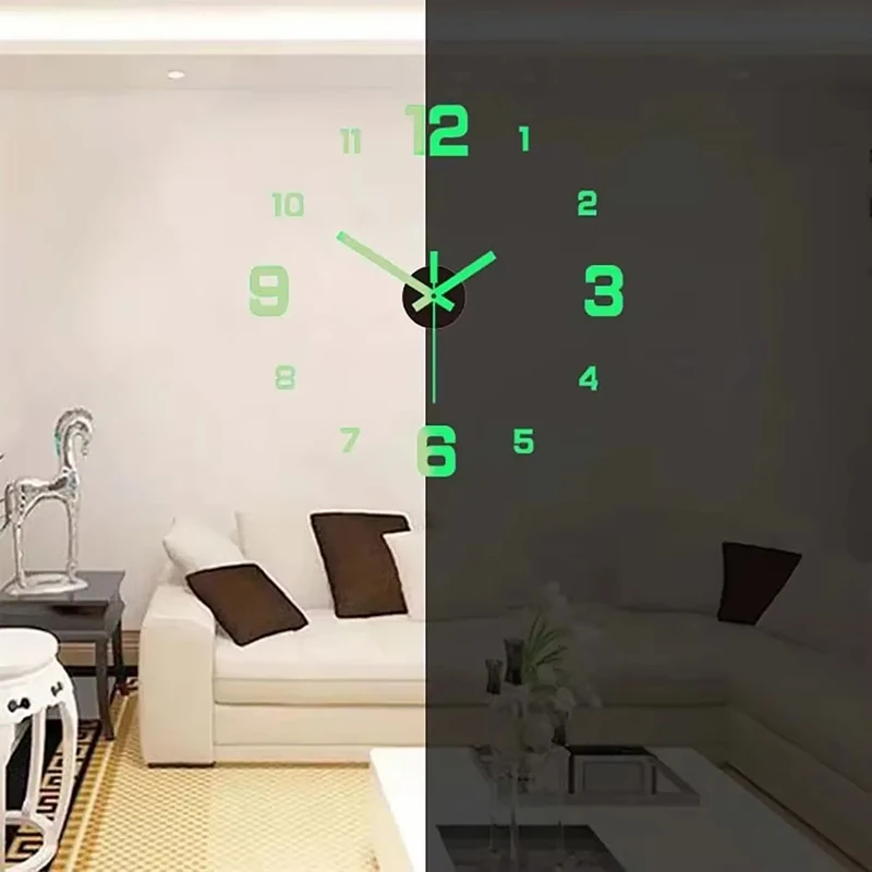 ​Luminous Wall Clock Digital Clock Wall Stickers Wall Clock For Living Room Home Decor Removable Modern Design Easy To Install thumbnail 2
