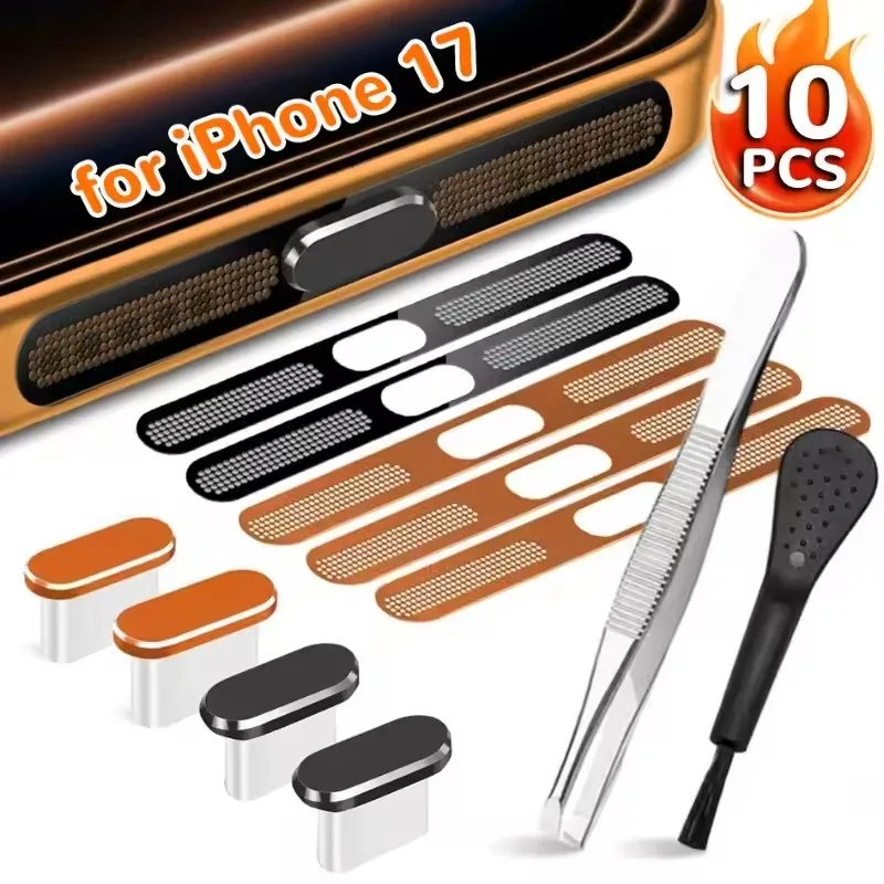 For iPhone 17 Pro Max 17Air Mobile Phone Speaker Dust Mesh Net Cover USB Type C Charging Port Protector Dust Plug Cleaning Kit