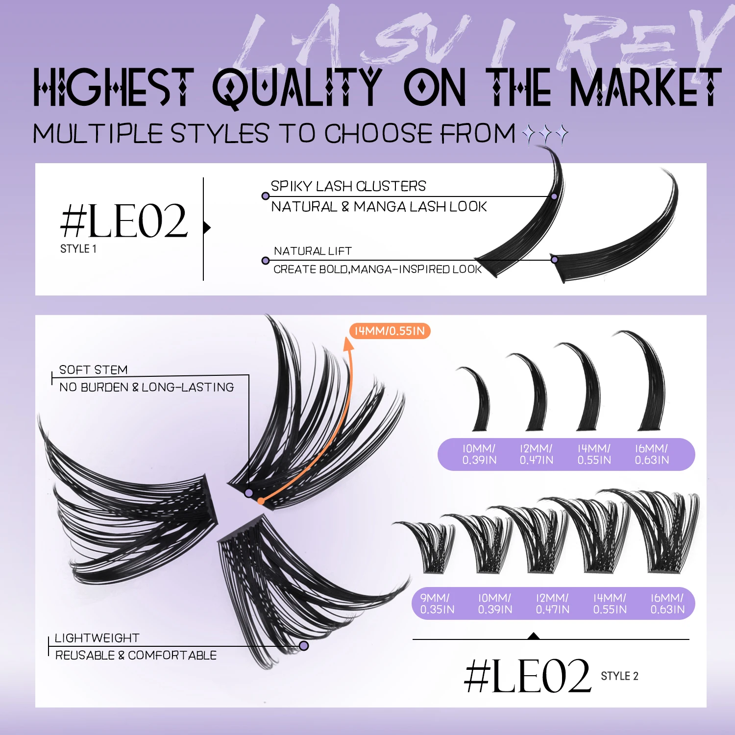 LASVIREY Fluffy Lash Clusters DIY Spiky Cluster Lashes Mixed Tray Individual Lashes Extension Natural Thick Faux Mink Lashes thumbnail 6