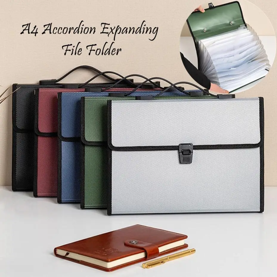 1 Pcs A4 Organ Bag Multi-layer Folder Large-capacity Portable Office Document Bags Desk Organizador Storage Data File Briefcase