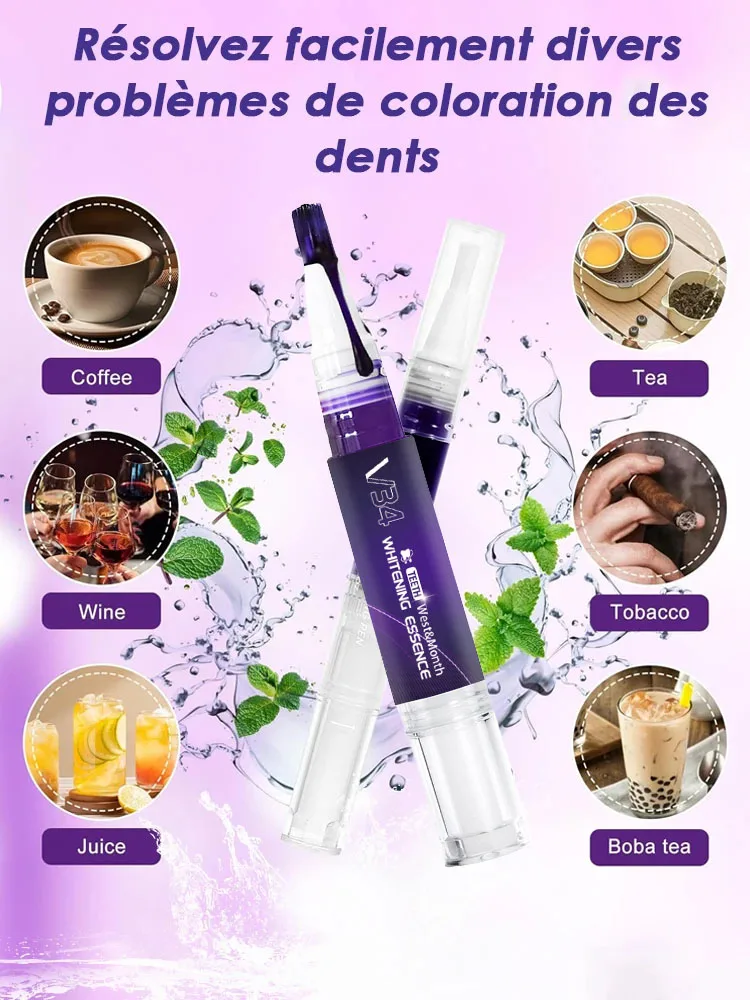 Purple instant teeth whitening pen cleans teeth stains without sensitivity, resulting in a brighter and whiter smile thumbnail 3