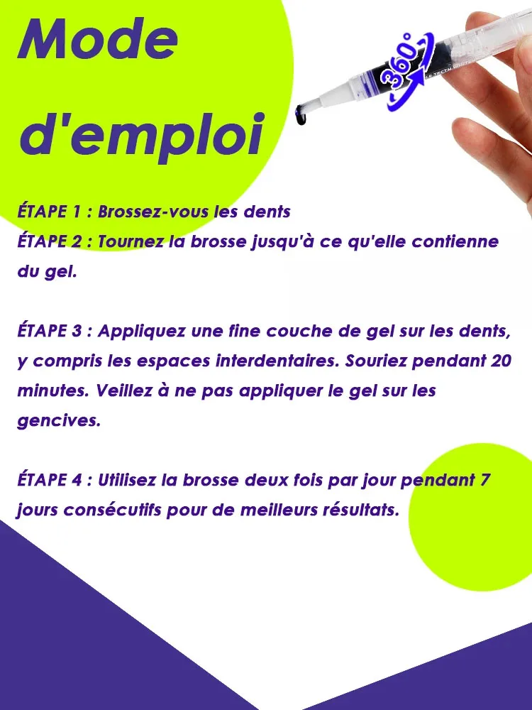 Purple instant teeth whitening pen cleans teeth stains without sensitivity, resulting in a brighter and whiter smile thumbnail 5