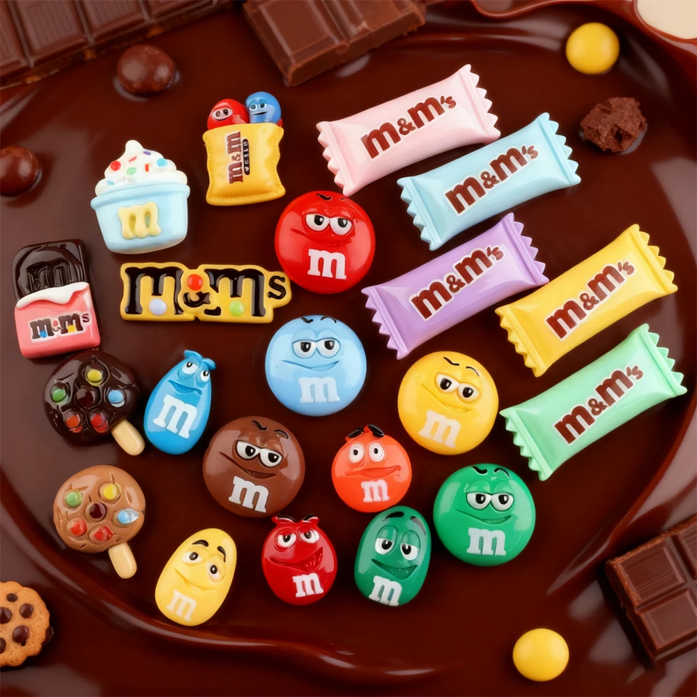 20Pcs Mix Colors Resin M Beans Chocolate Candy Flatback Cabochon DIY Crafts Scrapbooking Embellishment Hair Clip Accessories thumbnail 2