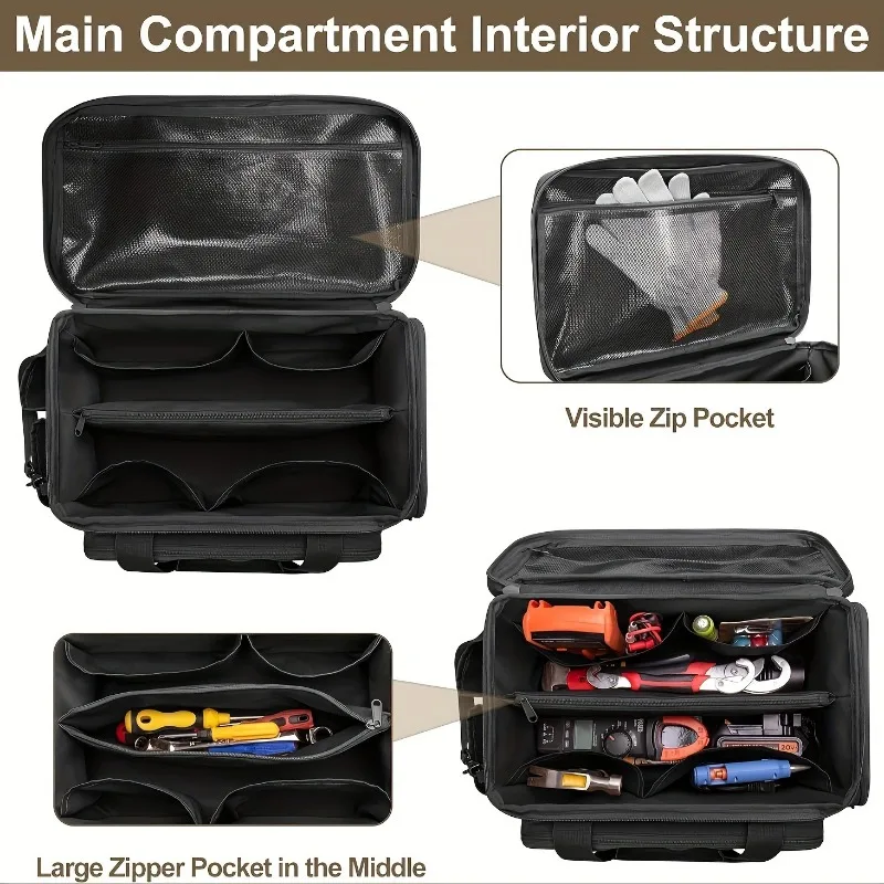 Upgraded Toolkit Anti-friction Bottom Tactical Hand Tool Bag Multi-purpose Work Tote for Repairman Carpenter thumbnail 5