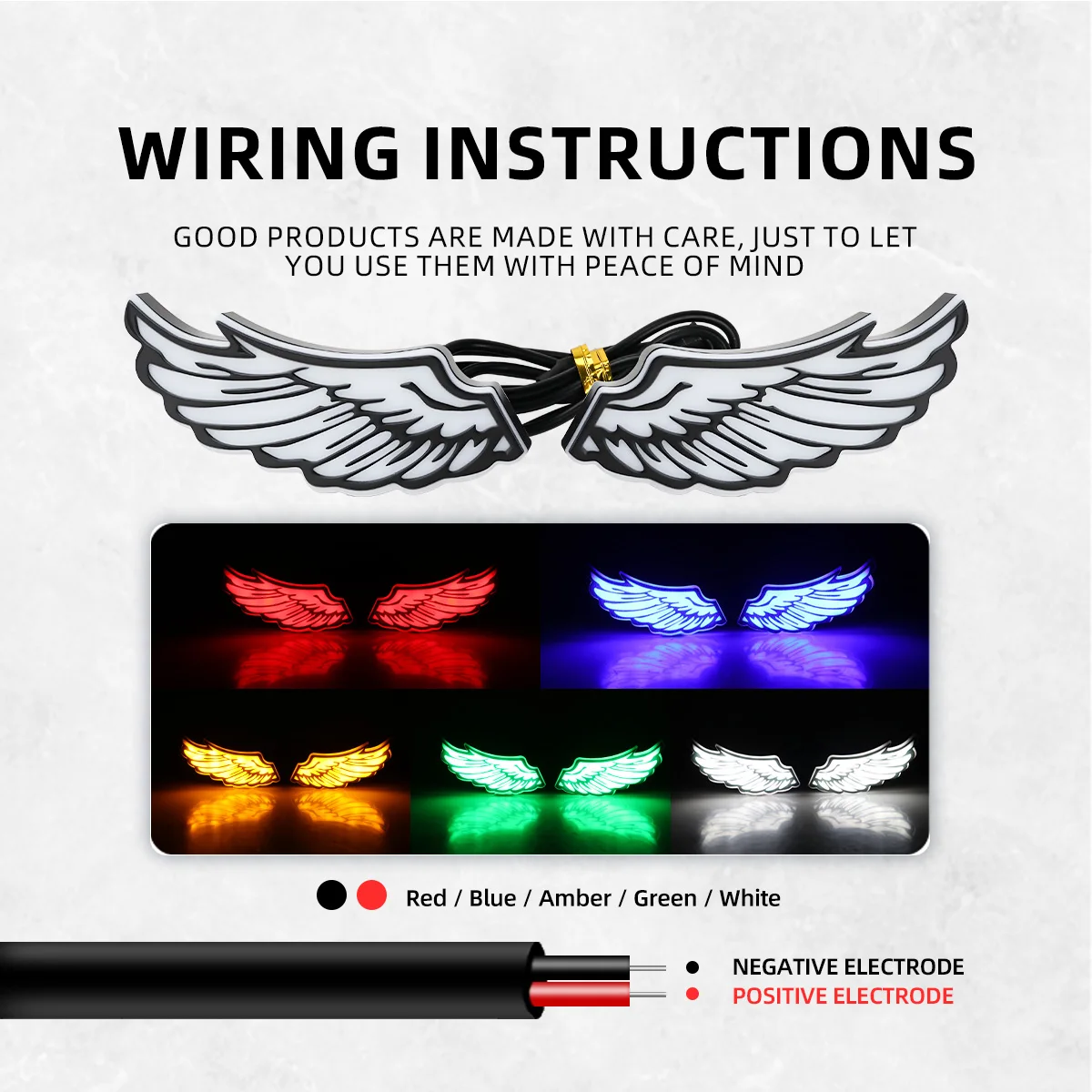 Motorcycle LED Wing Shape Eagle Eyes Light Rear Tail Lamp Decorative Light Creative Flashing Indicator Blinker Signal Light thumbnail 3