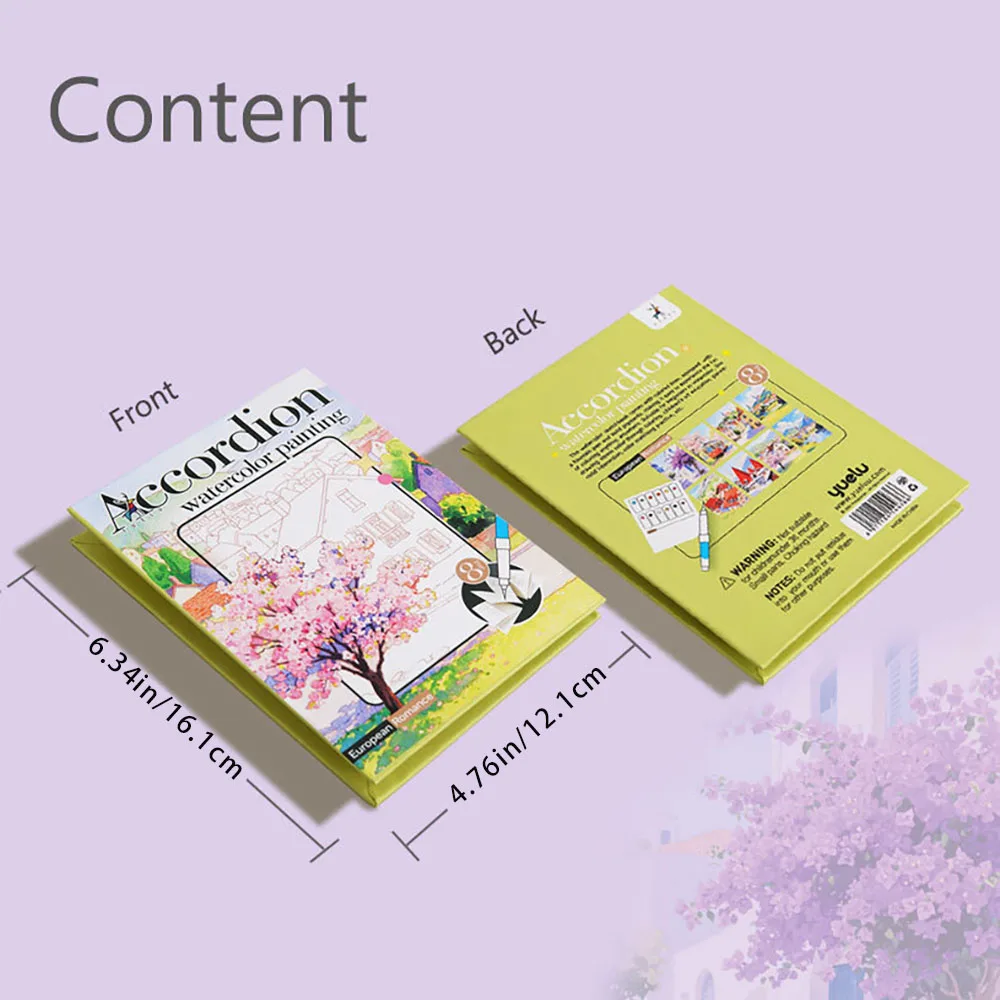 Exquisite folding watercolor painting, adult watercolor coloring book and coloring book set thumbnail 5