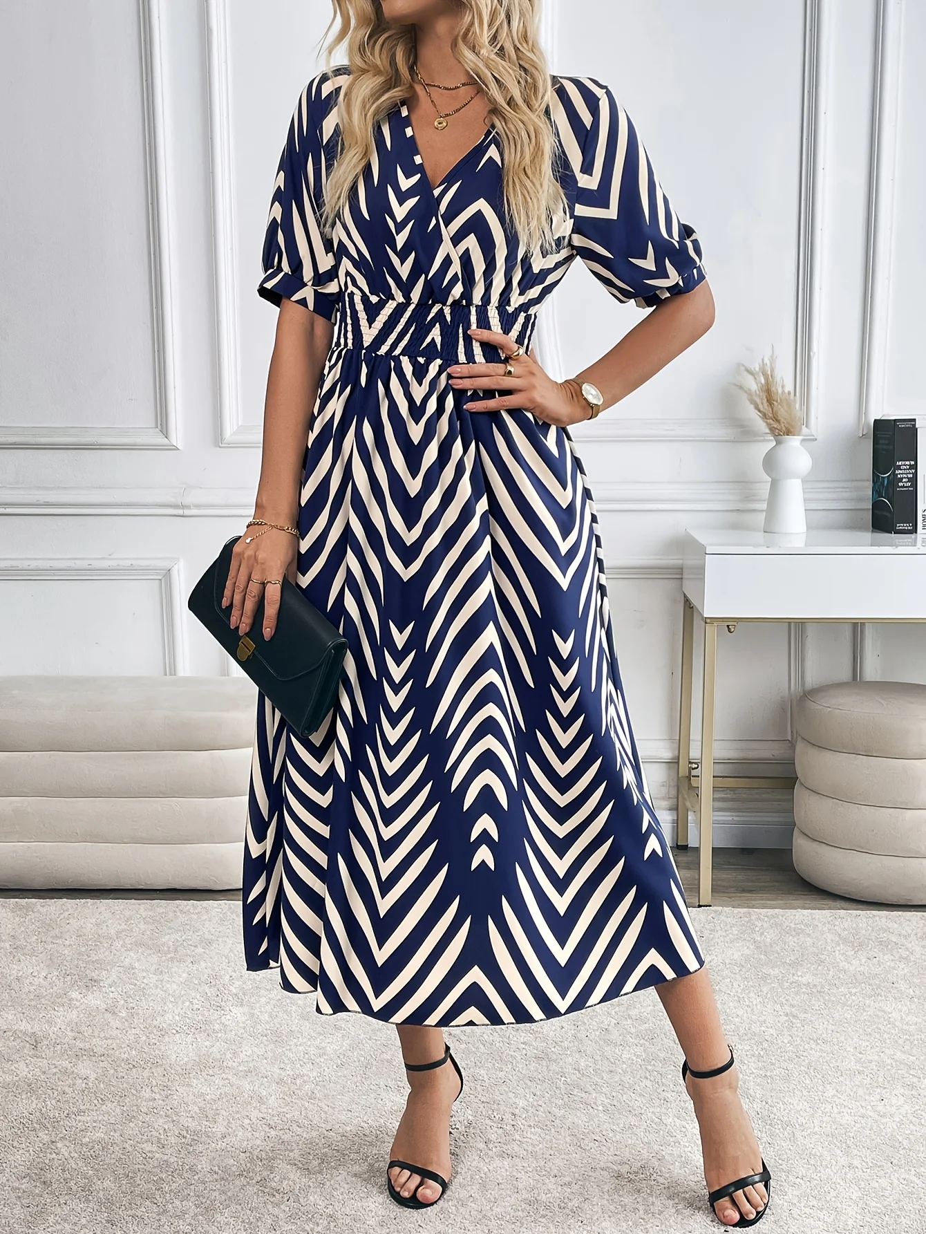 Elegant Directed Large Swing Geometric Pattern Dress Women's Fashion Casual Skirt thumbnail 5