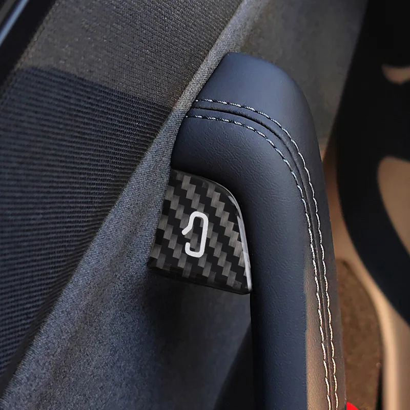 for Tesla Model Y Juniper Decor Accessories Carbon Fiber Pattern Sticker Open Door Button Trim Patch Model 3 2025 Switch Cover thumbnail 3