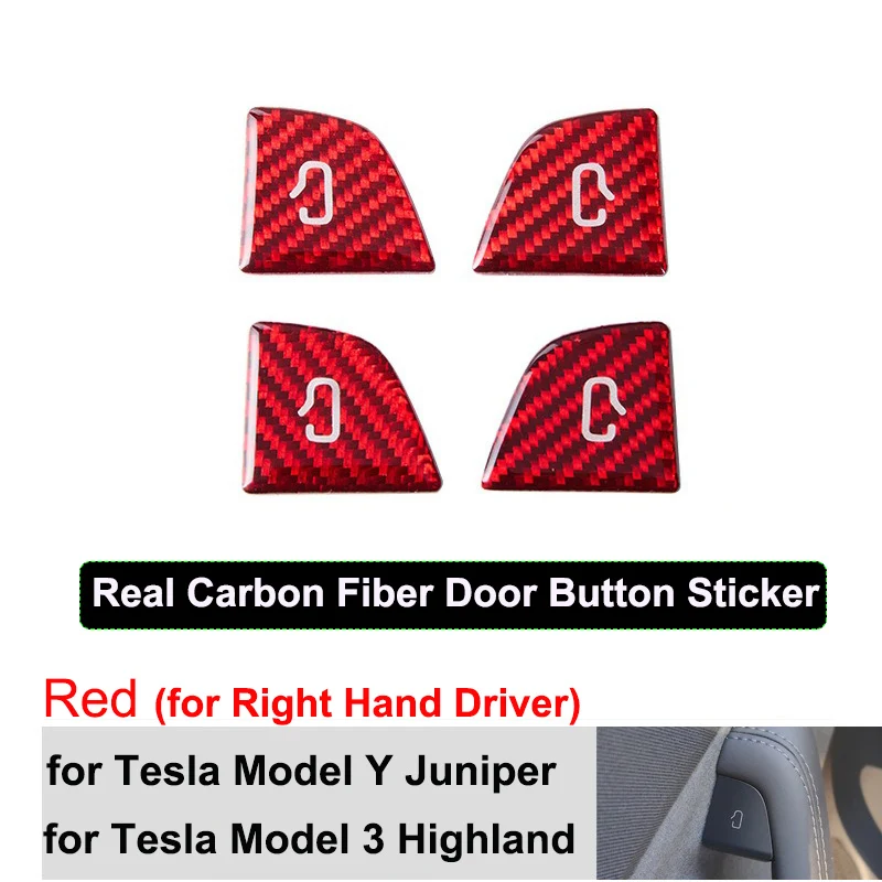 for Tesla Model Y Juniper Decor Accessories Carbon Fiber Pattern Sticker Open Door Button Trim Patch Model 3 2025 Switch Cover thumbnail 5