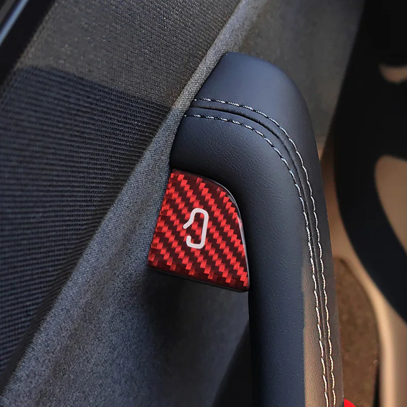 for Tesla Model Y Juniper Decor Accessories Carbon Fiber Pattern Sticker Open Door Button Trim Patch Model 3 2025 Switch Cover thumbnail 2