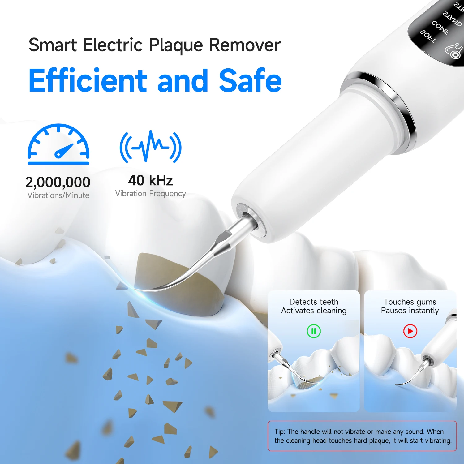 CURVY MOON T6 Electric Ultrasonic Tooth Cleaner 5 Modes Tartar Eliminator Teeth Cleaning Tools Teeth Dental Stone Tartar Remover thumbnail 3