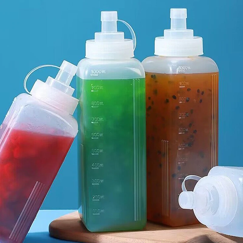 Hot Large Mouth 600/800/1000ML Squeeze Sauce Bottle Condiment Dispenser Dustproof Kitchen Seasoning Salad Sauce Olive Oil Bottle thumbnail 2