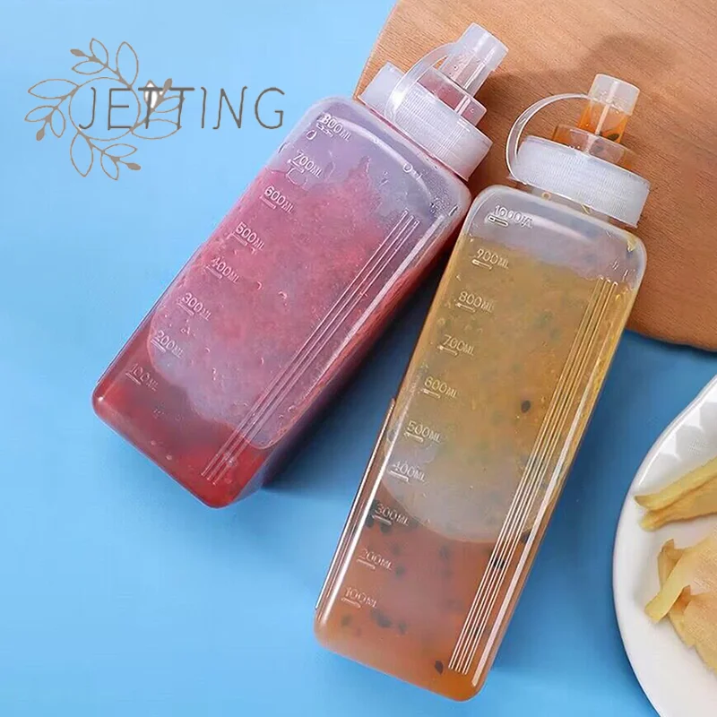 Hot Large Mouth 600/800/1000ML Squeeze Sauce Bottle Condiment Dispenser Dustproof Kitchen Seasoning Salad Sauce Olive Oil Bottle thumbnail 5