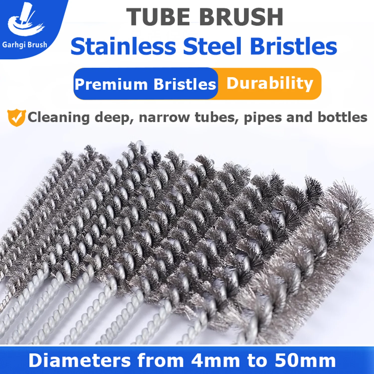 500mm Extra Long Stainless Steel Wire Tube Brush Spiral Twisted Loop Pipe Bottle Narrow Bore Metal Deep Rust Cleaning Hand Tools thumbnail 3