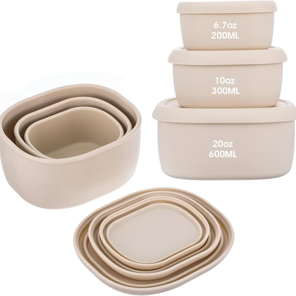Reusable silicone containers - Large silicone food storage containers, BPA-free, airtight, dishwasher and refrigerator safe