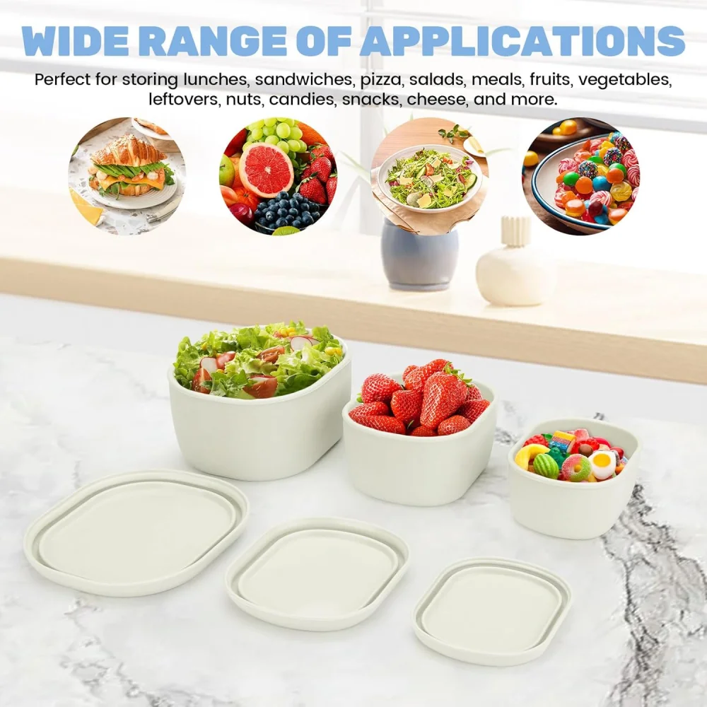 Reusable silicone containers - Large silicone food storage containers, BPA-free, airtight, dishwasher and refrigerator safe thumbnail 5