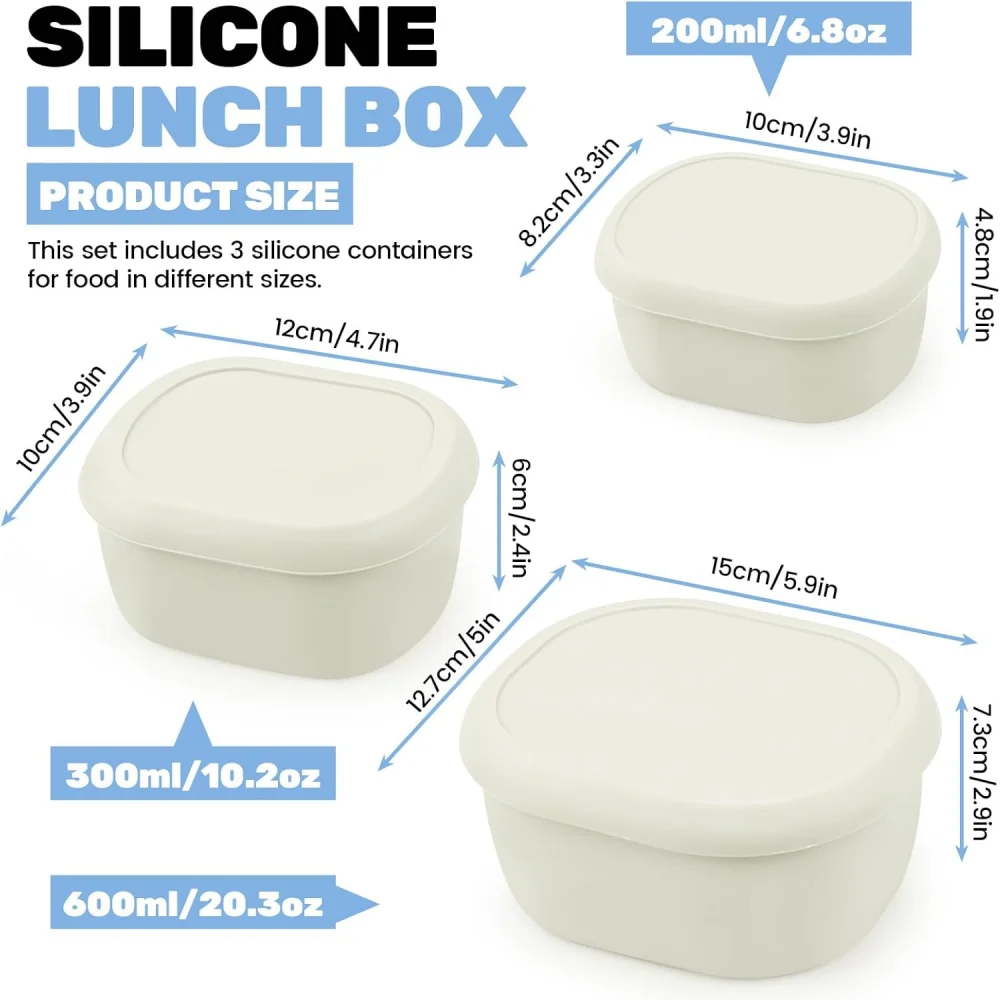 Reusable silicone containers - Large silicone food storage containers, BPA-free, airtight, dishwasher and refrigerator safe thumbnail 2