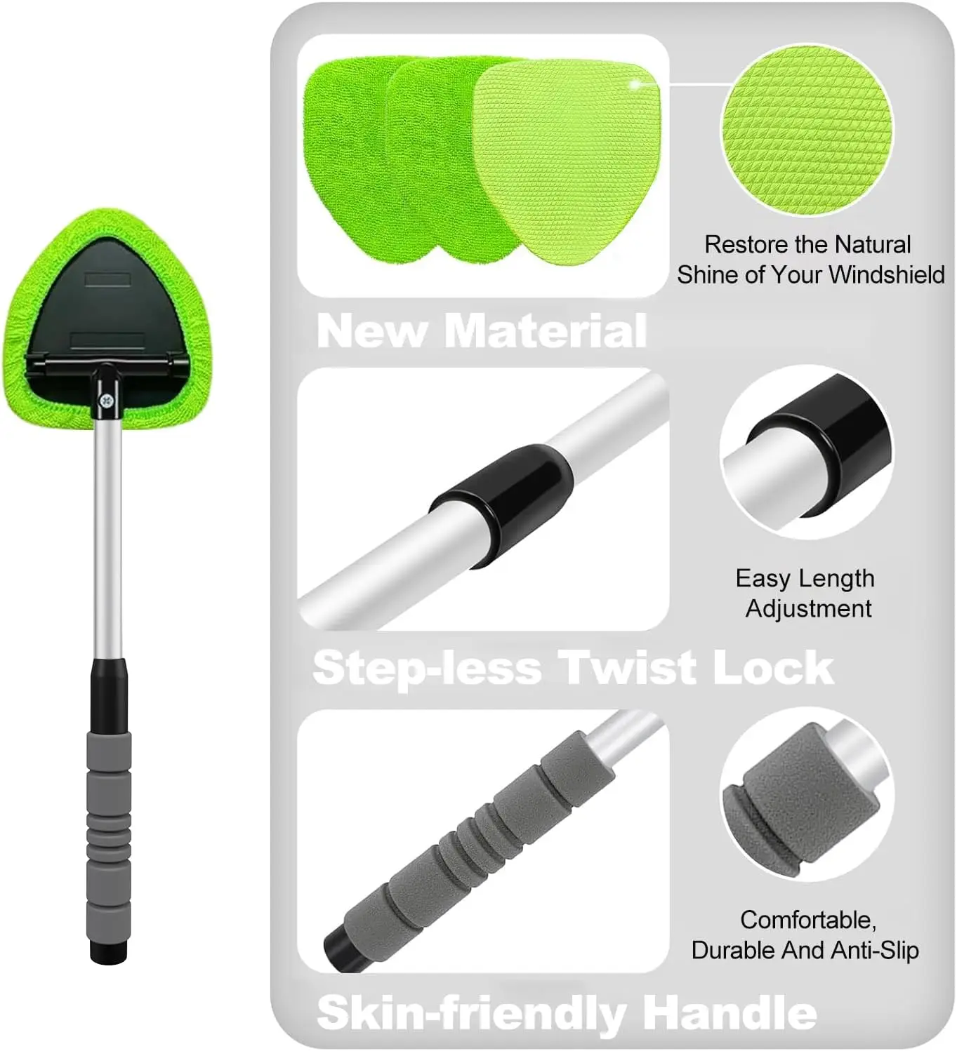 2026 New Car Windshield Cleaning Brush Set Microfiber Telescopic Window Glass Cleaner Car Window Cleaner Window Scraping Mist thumbnail 6