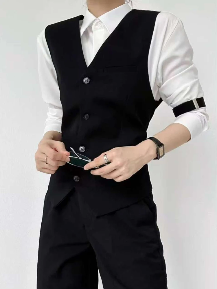 Unisex Black Grey Blazer Vest Edgy Slim Fit Suits Vest with High End Tailored Design for Men Women​ thumbnail 5