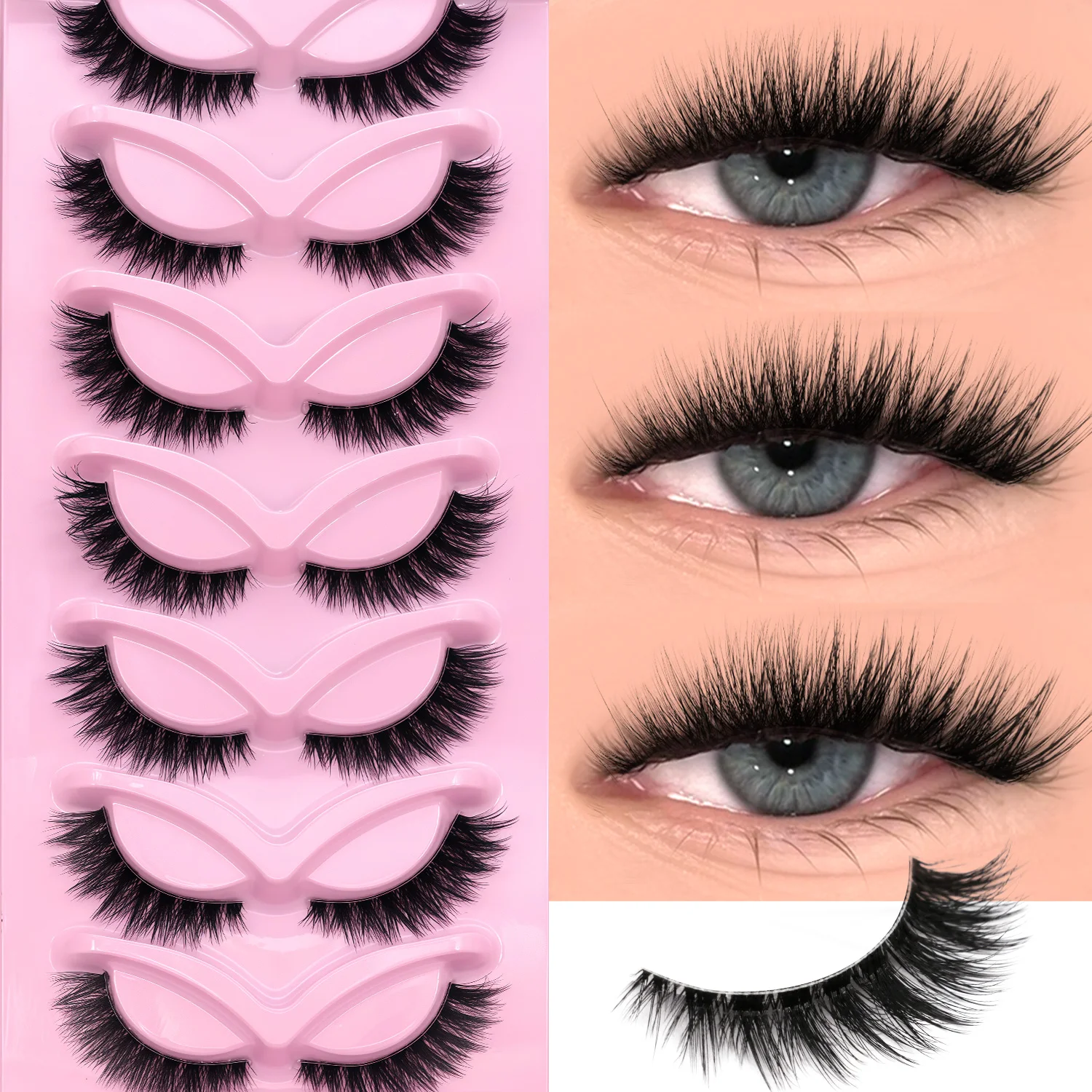VELTRINAY Cat Eye False Eyelashes Natural Voume Fake Eyelash Faux Mink Eye Lashes Clear Eyelash Band Fake Lashes Makeup