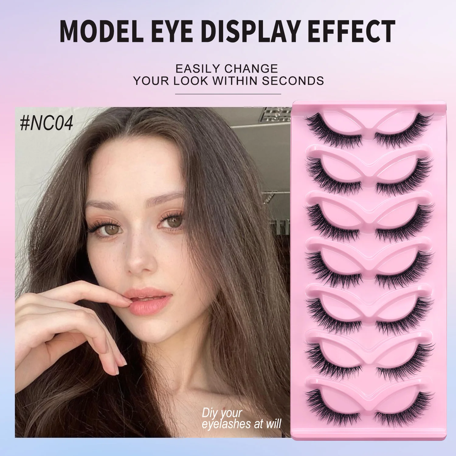 VELTRINAY Cat Eye False Eyelashes Natural Voume Fake Eyelash Faux Mink Eye Lashes Clear Eyelash Band Fake Lashes Makeup thumbnail 5