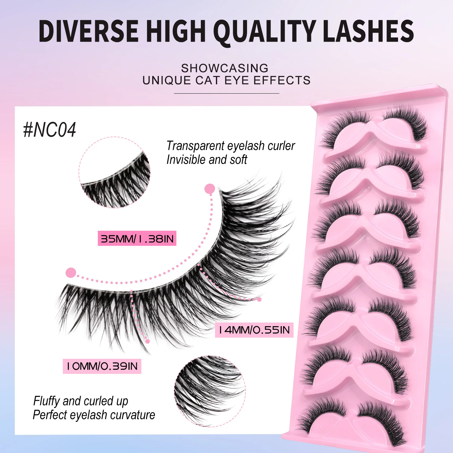 VELTRINAY Cat Eye False Eyelashes Natural Voume Fake Eyelash Faux Mink Eye Lashes Clear Eyelash Band Fake Lashes Makeup thumbnail 6