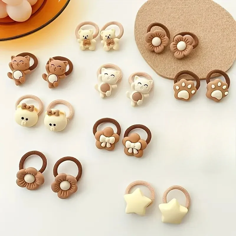 30pcs Cute Cartoon Elastic Hair Ties for s, Sweet and Stylish, Perfect for Everyday Use thumbnail 4