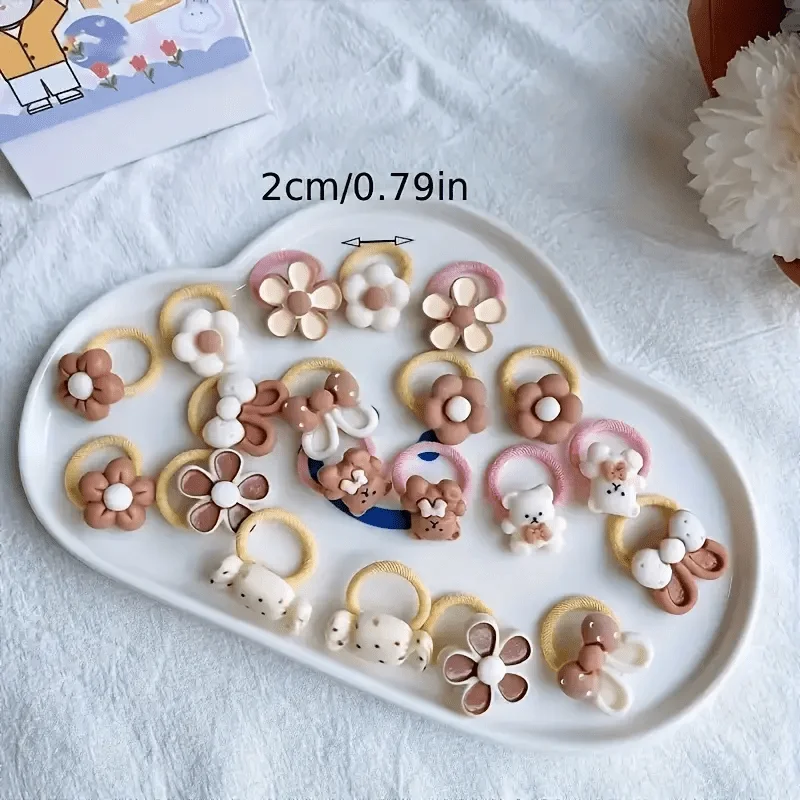 30pcs Cute Cartoon Elastic Hair Ties for s, Sweet and Stylish, Perfect for Everyday Use thumbnail 5