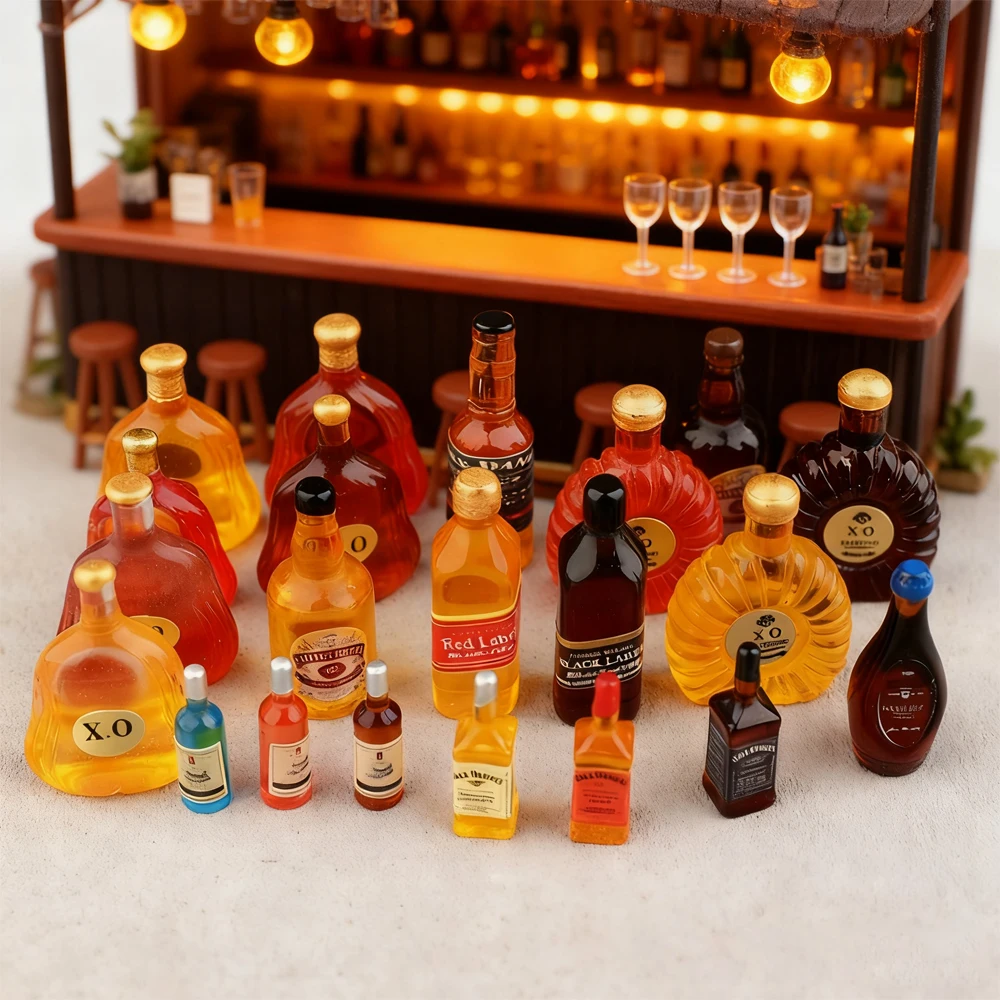 10PCS Miniature Resin Drink Bottles Set, Mixed Random Mini Wine Bottles for Phone Case/DIY Doll House Micro Landscape Decoration thumbnail 2