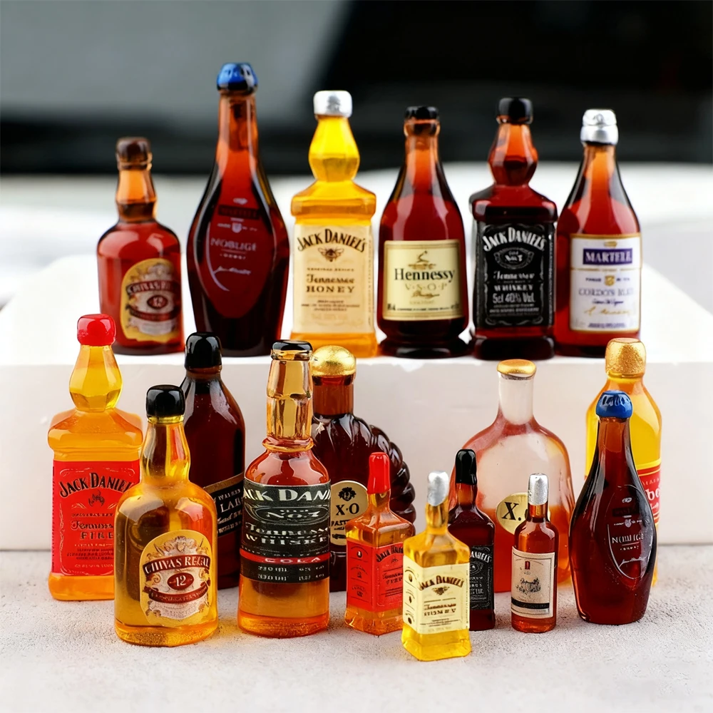 10PCS Miniature Resin Drink Bottles Set, Mixed Random Mini Wine Bottles for Phone Case/DIY Doll House Micro Landscape Decoration thumbnail 3