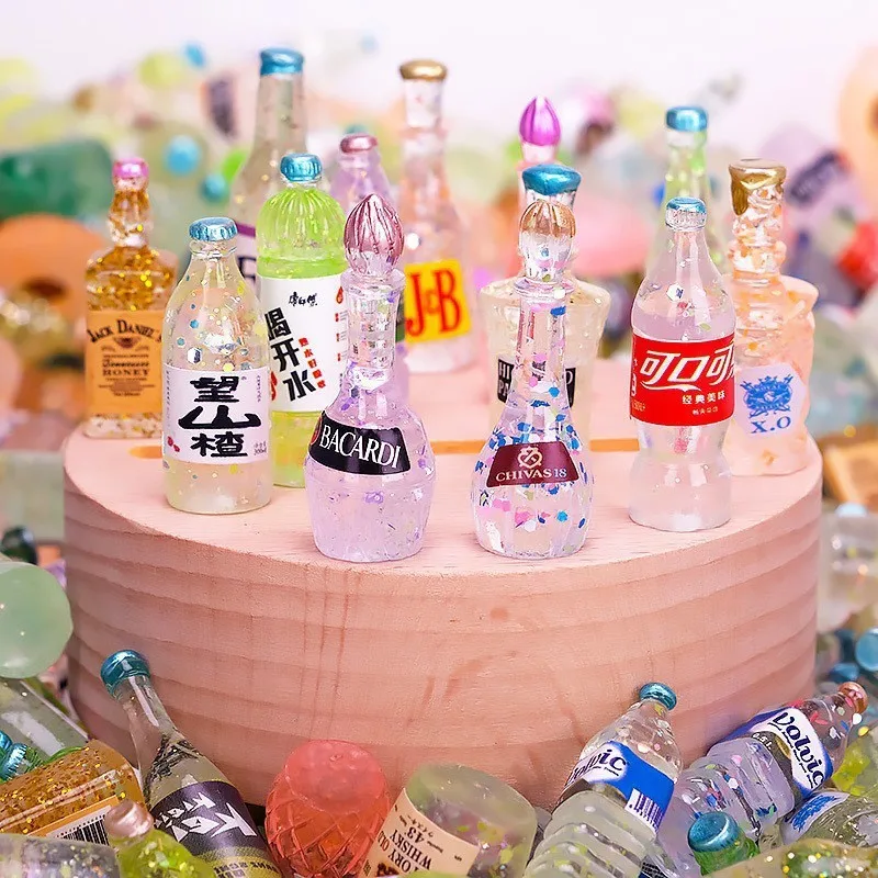 10PCS Miniature Resin Drink Bottles Set, Mixed Random Mini Wine Bottles for Phone Case/DIY Doll House Micro Landscape Decoration thumbnail 4