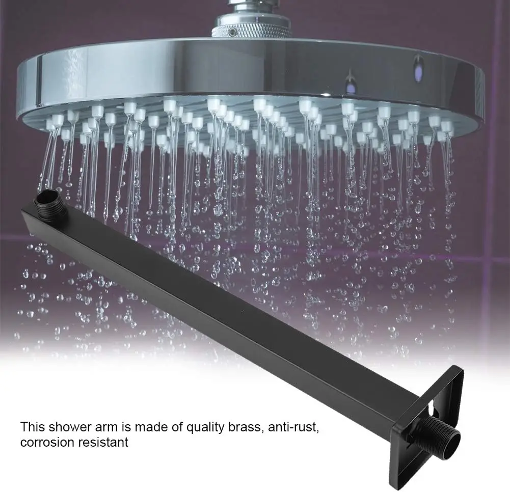 Shower Arm 30/40cm Stainless Steel Shower Arm Wall Arm for Shower Head Rain Shower G1/2 Thread Square Shower Extension Arm thumbnail 5