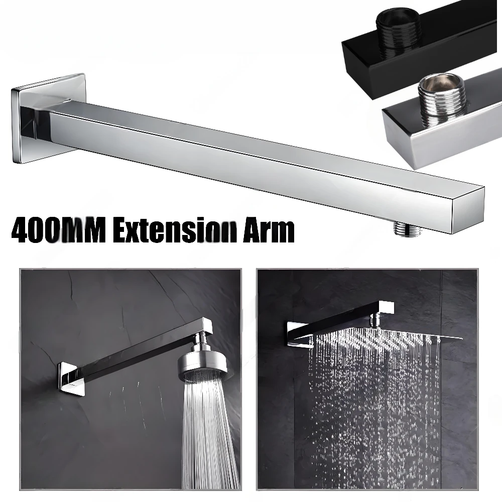 Shower Arm 30/40cm Stainless Steel Shower Arm Wall Arm for Shower Head Rain Shower G1/2 Thread Square Shower Extension Arm thumbnail 2