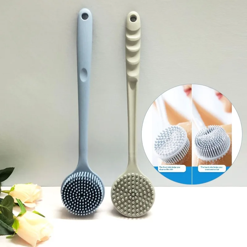 Soft Silicone Body Scrubber Back Brush Bath Shower Brush with Handle Exfoliating Back Scrub Skin Massager Body Care Bath Supplie thumbnail 5