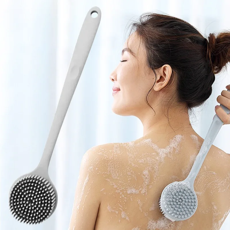 Soft Silicone Body Scrubber Back Brush Bath Shower Brush with Handle Exfoliating Back Scrub Skin Massager Body Care Bath Supplie thumbnail 2