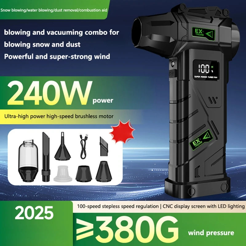 High performance fan with brushless motor turbocharged ducted powerful handheld blower for dust removal snow blowing vacuuming