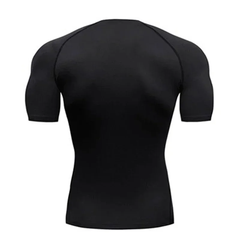 Mens Compression Clothing 3pcs Summer Black Tights T Shirt Elastic Quick Dry Running T-shirts Sports Tops Tee Gym Workout Shirts thumbnail 6