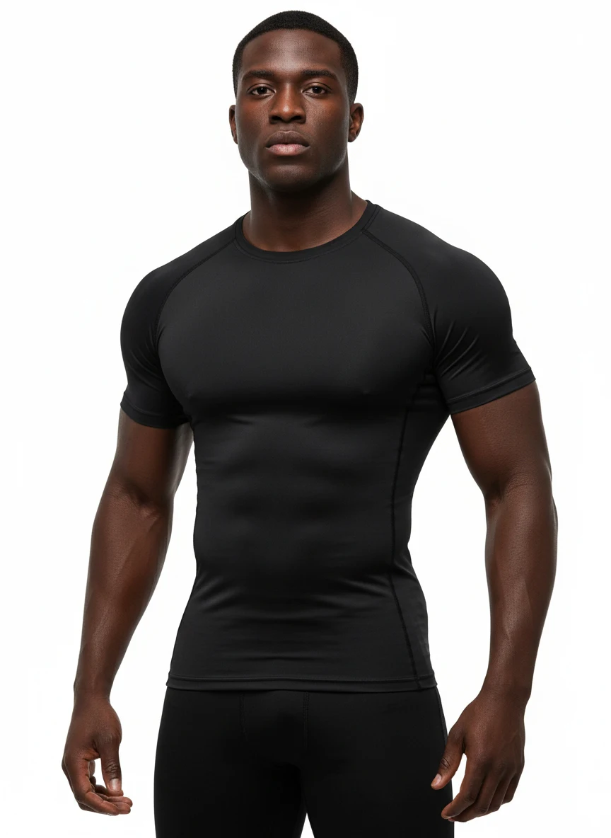 Mens Compression Clothing 3pcs Summer Black Tights T Shirt Elastic Quick Dry Running T-shirts Sports Tops Tee Gym Workout Shirts thumbnail 2