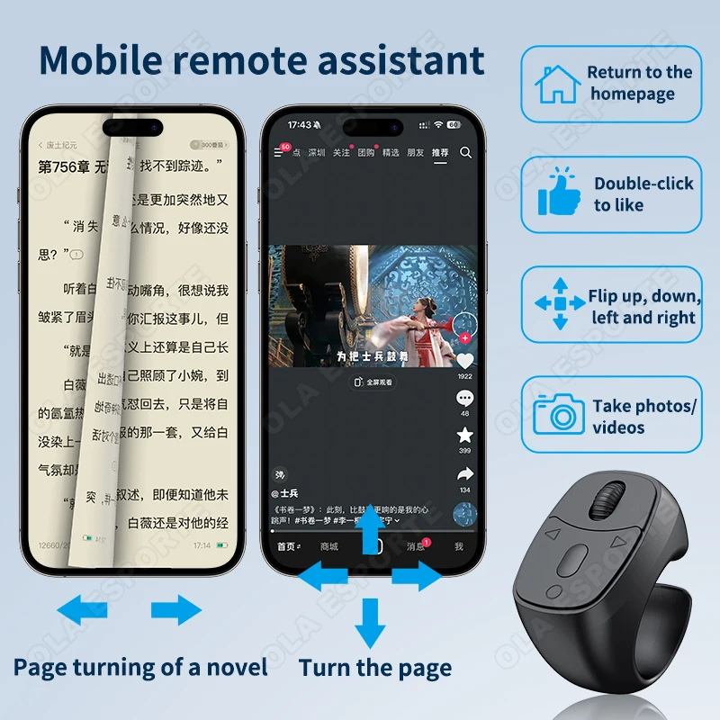 New Smart Fingertip Ring Remote Control Wireless Bluetooth Mobile Selfie Mice Selfie Video Automatic Page Turner Browsing 2025 thumbnail 4