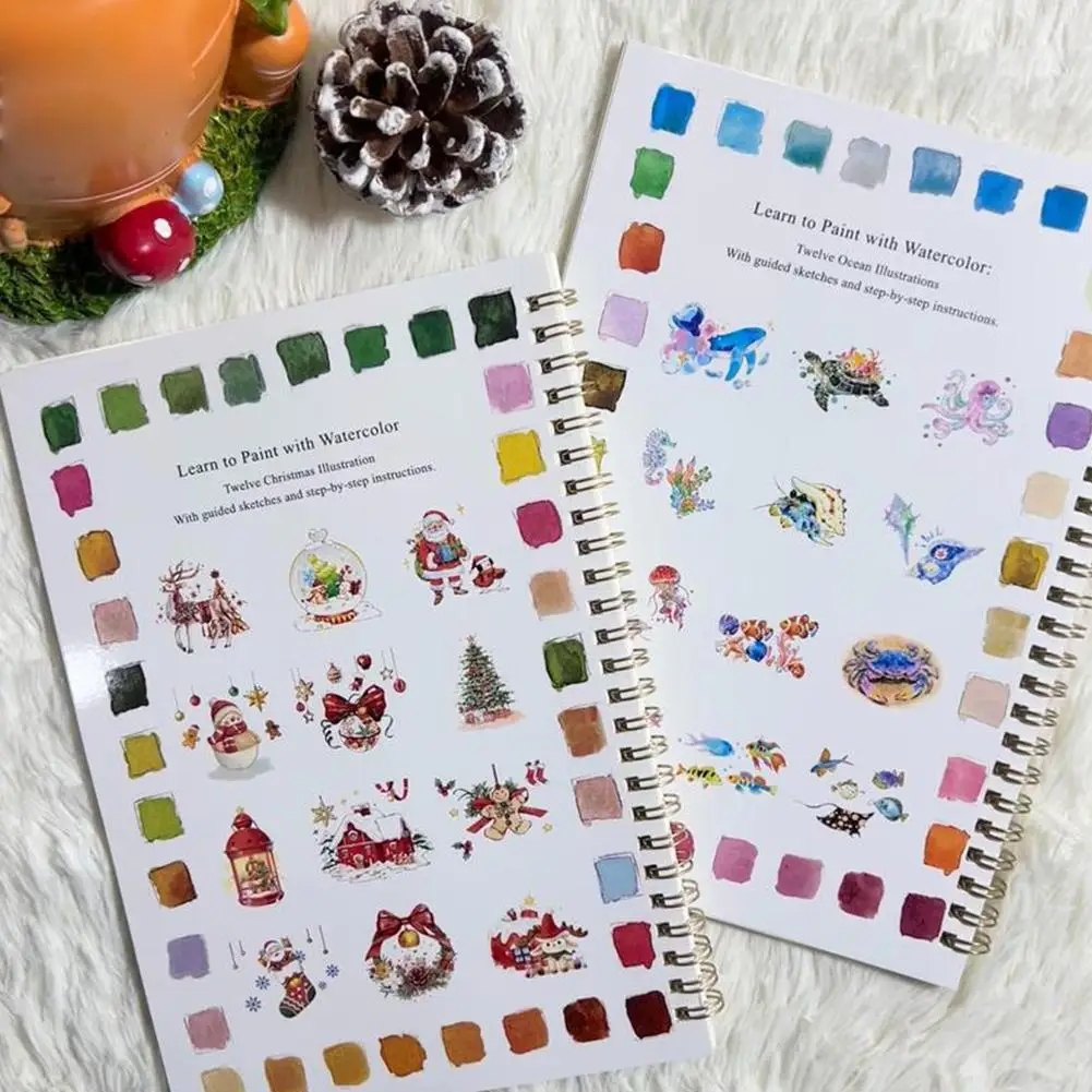 Children's Watercolor Practice Book Coloring Book Beginner Friendly Birds Watercolor Workbooks Art Crafts Painting Supplies thumbnail 4
